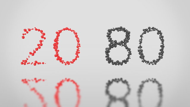 80-20 rule. Red. The Pareto principle.