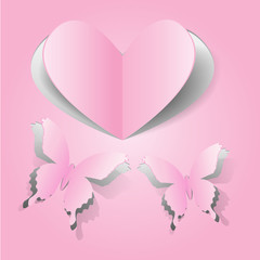 Paper Butterfly and heart shape