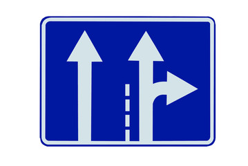 Road sign "Direction of traffic lanes" isolated