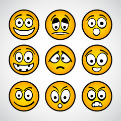Set of funny yellow emoticons.