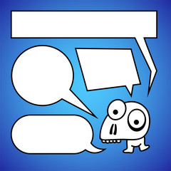Funny character with speech bubbles.