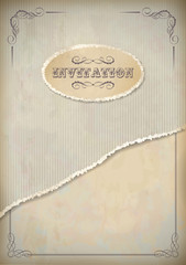 Vintage grunge invitation paper with frame and text