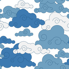 vintage cloud Chinese  seamless pattern