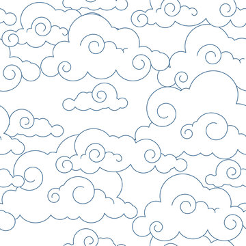 Seamless stylized clouds pattern