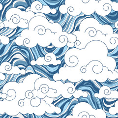 vintage cloud Chinese  seamless pattern - 48881707