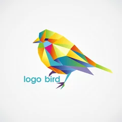 Papier Peint photo Lavable Animaux géométriques logo oiseau