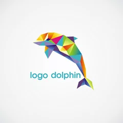 Abwaschbare Fototapete Geometrische Tiere Logo Delphin