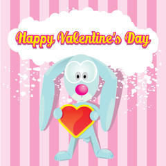 valentine day love beautiful card with bunny