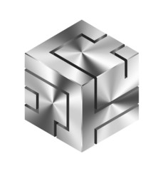 Abstract Vector metallic cube on white background
