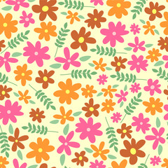 Seamless pattern with sweet flowers