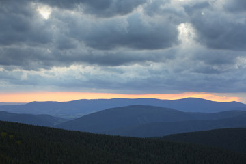 Jeseniky Mountains at the sunset, Czech Republic