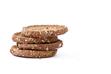 wholemeal rusks bread on a white background