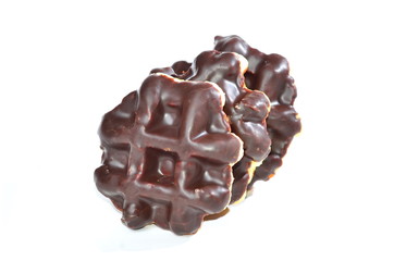 Belgian chocolate biscuits on white