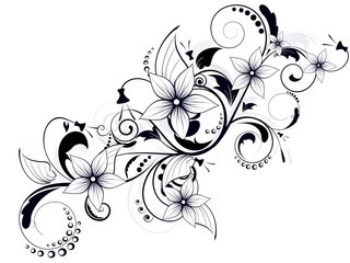 floral design element with swirls for spring