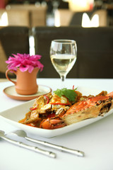 Thai food Garlic crab stir fried