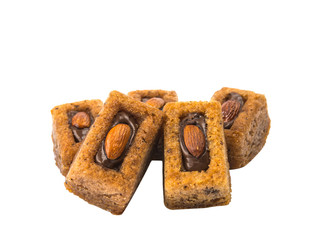 chocolate muffins with walnuts isolated