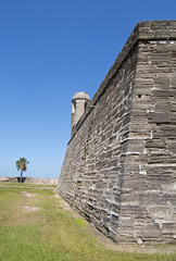 Walls and field of an old fort, St. Augustine, FL.