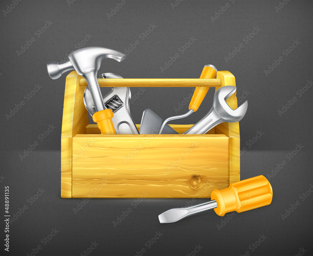 Wall mural Wooden toolbox