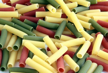 multicolor pasta tubes