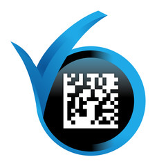 flashcode sur bouton validé bleu - obrazy, fototapety, plakaty