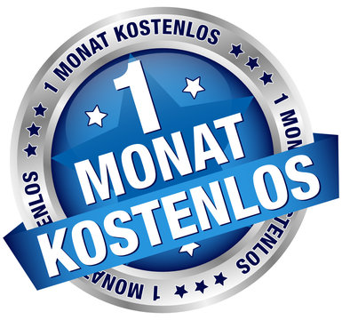 Button Banner "1 Monat kostenlos" blau/silber