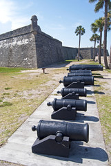 Cannons and an old fort in back, St. Augustine, Florida.