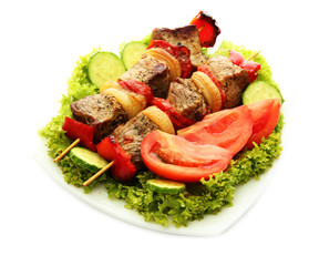 tasty grilled meat and vegetables