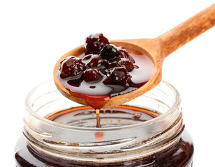 tasty berry jam, isolated on white