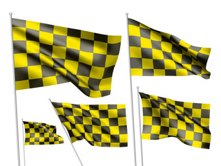 Yelow racing checkered vector flags