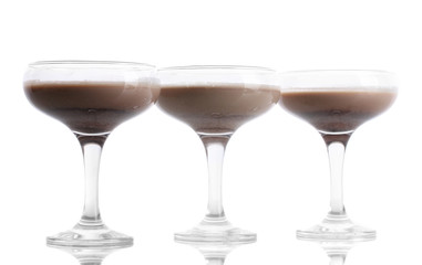 Cream cocktails isolated on white