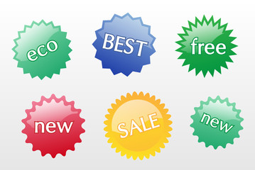 Set of glossy round stickers, eps10 vector illustration