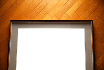 Empty frame on wood