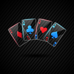 four Glass poker aces playing cards illustration transparent