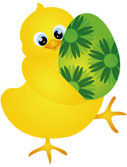 Chick Carrying Easter Egg Illustration