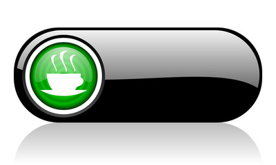 coffee black and green web icon on white background