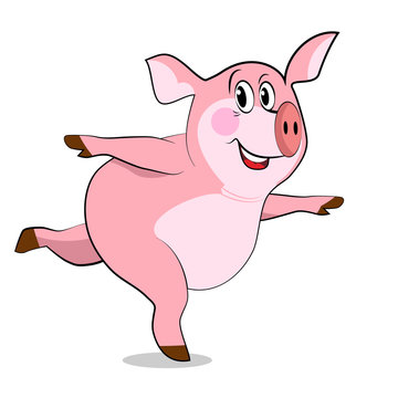 Pig  in yoga poses. Dancing pig
