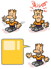 Cartoon character in different moods and positions.