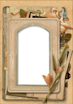 Vintage background with old photo frame