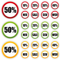 Rabatt Button / Sticker - Neu / Sale / SSV / WSV