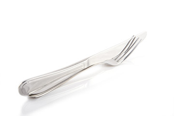 Fork and knife isolated on white