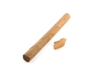 single cigar isolated on white
