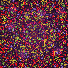Dark Colorful Heart Silhouette Pattern