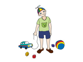 Child with some toys vector