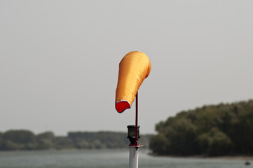 Windsock is danube delta river on the boat  Tulcea,Romania