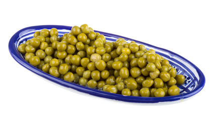 green peas, in a bowl, isolated, white background