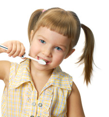 Girl with toothbrush