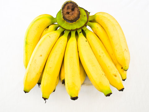 A bunch of ripe banansa isolated on white  background