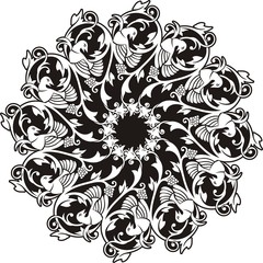 Vector Vintage Circle Ornament with Birds