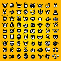 Big set of funny monster icons.