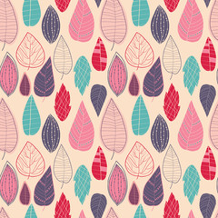 Retro leafs pattern. Nature fun background